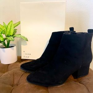 Women’s Valerie Ankle Boots Size 9.5 Shoe Black Pointy Toe Booties -A New Day